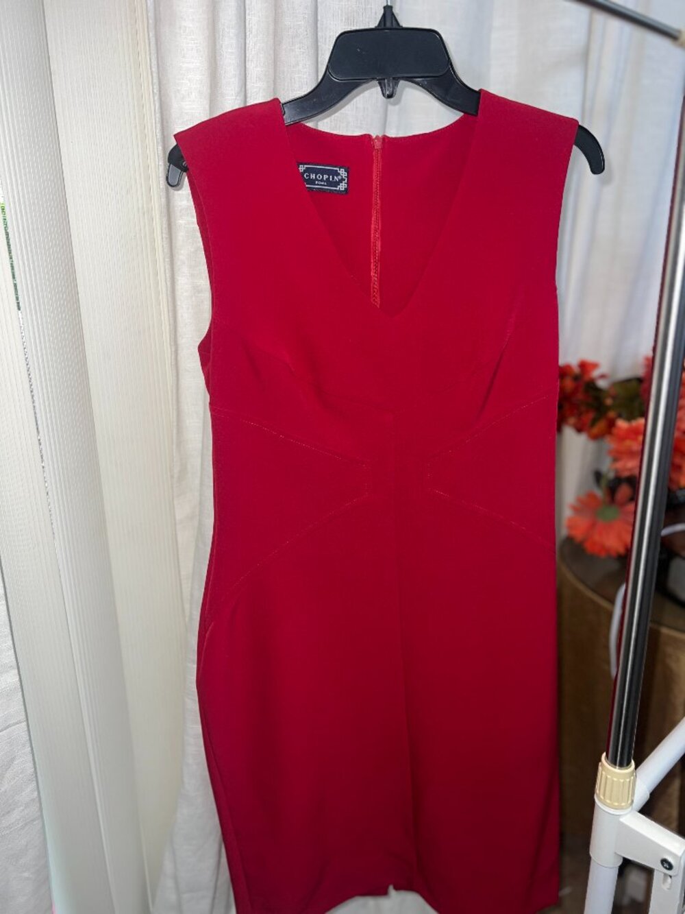 Chopin Roma Made in Italy Red V-Neck Fitted Sheath Dress IT 46 US 10